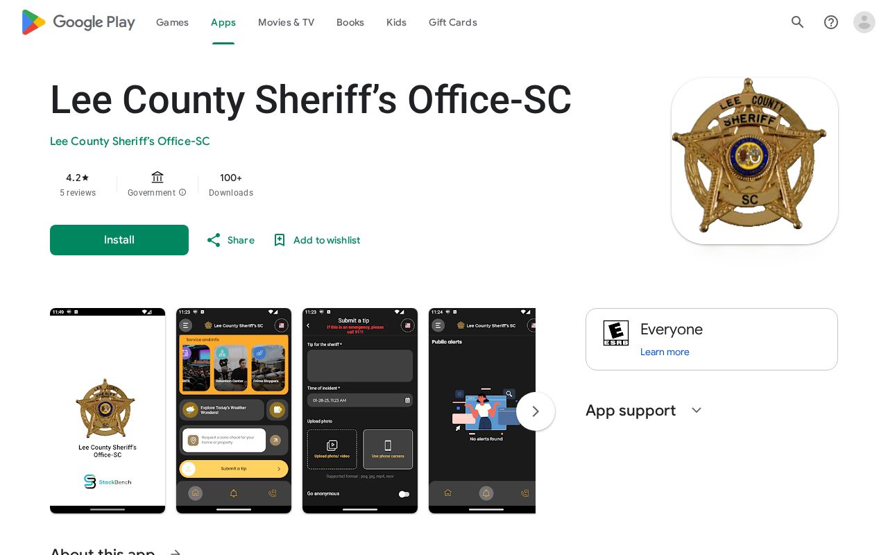 Lee County Sheriff app listing without a 24-hour release feed