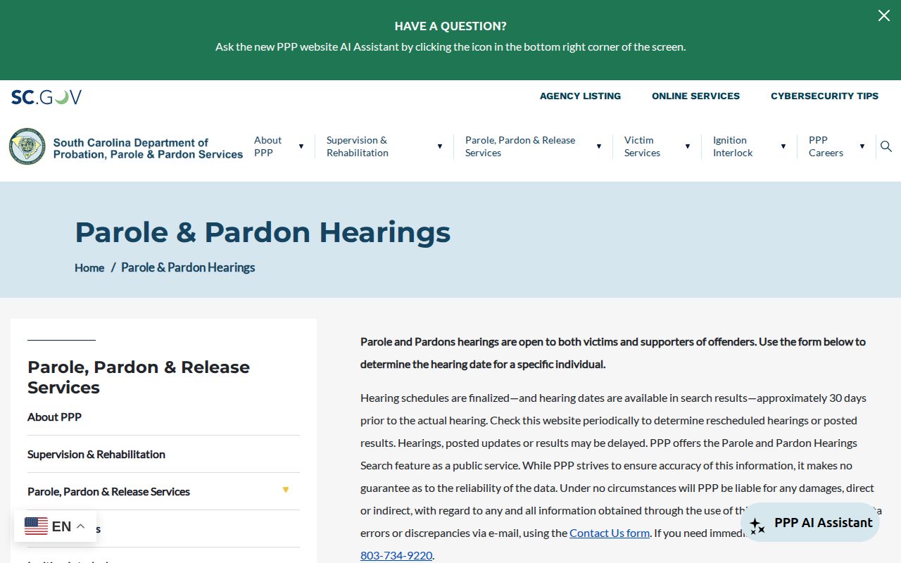 Lee County parole hearing schedule and decision search