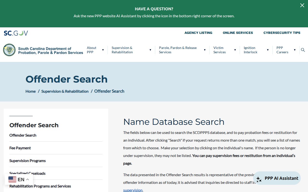 Lee County probation and parole offender supervision lookup