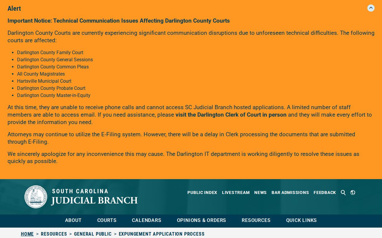 Lee County release mugshots South Carolina expungement process